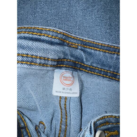 Wonder Nation Girls Denim Wide Leg Frayed Hem Pants/Jeans, Size M (7/8) - Picture 3 of 4